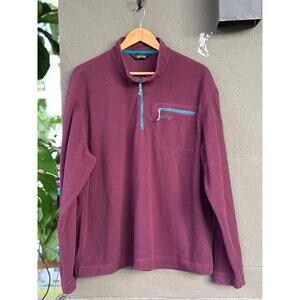 Orvis Trout Bum Men's XL Quilted 1/4 Zip Sweater Pullover Mock Neck Maroon Shirt